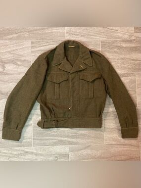 ORIGINAL 1940s-50s Canada Army BATTLEDRESS Jacket Uniform Khaki Korean War
